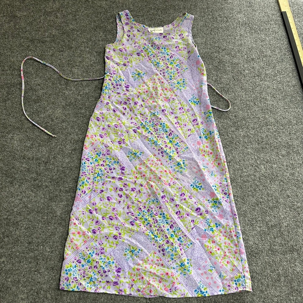 My Michelle Dress Womens Size 8 Purple Floral Patchwork Sleeveless Midi Fair